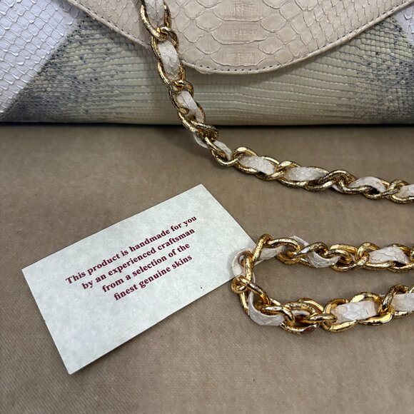 VTG Auth EILEEN KRAMER Genuine Python Color Block Convertible Shoulder Clutch - Picture 7 of 9